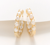 Honora Cultured Pearl & CZ Inside Out Hoop Earrings 18K Yellow Gold Plated Sterling Silver